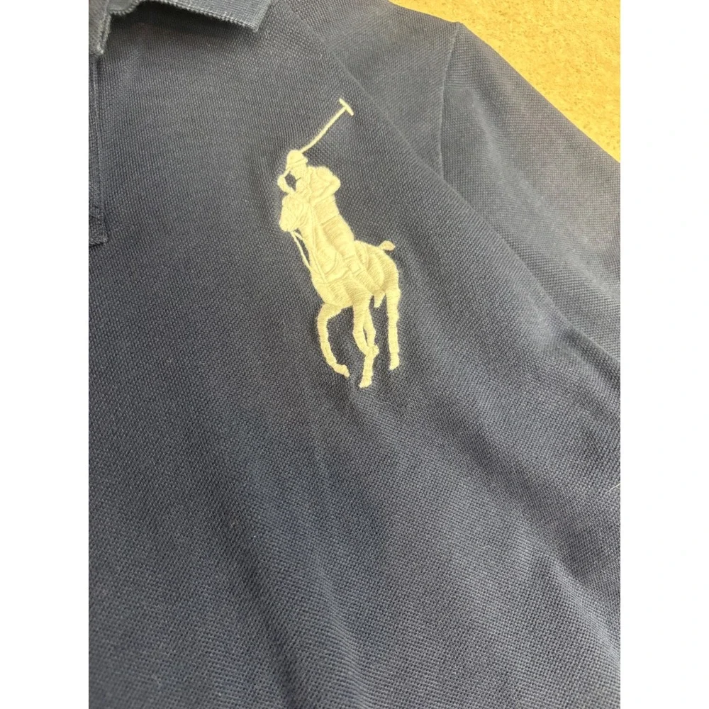 Polo Ralph Lauren Mens Big Pony Custom Slim Fit Polo Shirt Navy Blue XL